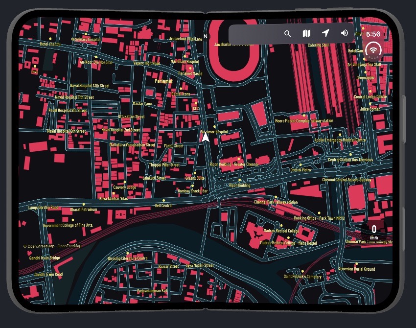 Neon Circuit map in ViceMaps on an open iPhone Duo simulator