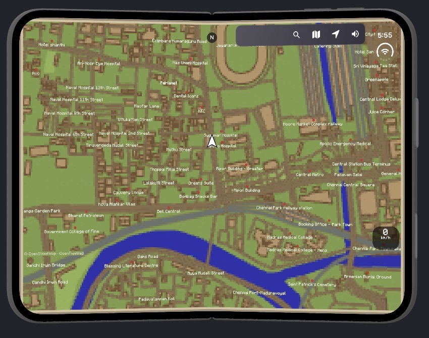 Pixelcraft map in ViceMaps on an open iPhone Duo simulator