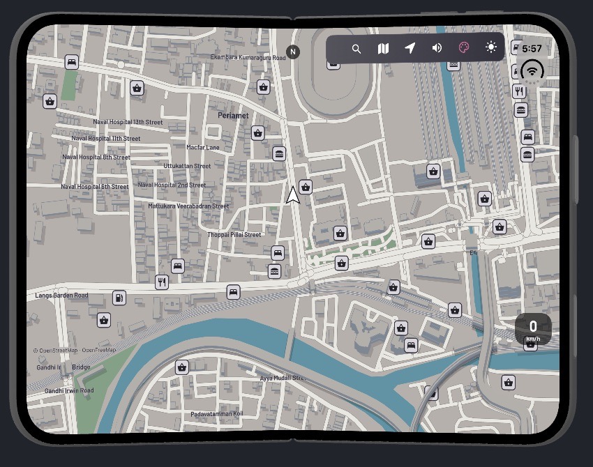 Sunset District map in ViceMaps on an open iPhone Duo simulator